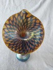 Phoenix Studios Art Glass Jack In the Pulpit Vase, Carl Radke, Signed.  11" H