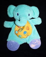 Bright Starts Security Blanket Elephant 9" Teether Rattle Soft Toy Crinkle Blue