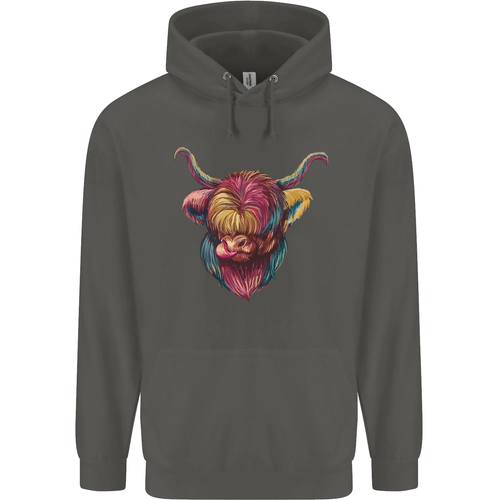 Colourful Highland Cow Childrens Kids Hoodie - Picture 65 of 88