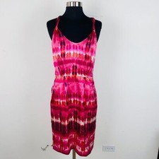 Banana Republic Dress Womens Silk Pink Unique Abstract Inkblot Print Dress 2