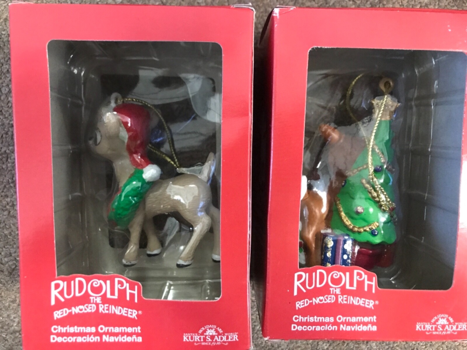 Lot of 2 Kurt S Adler Rudolph Red-nosed Reindeer Ornaments | eBay