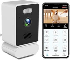 EVERSECU 2K Mini Indoor Wired Security Camera for Home, Night Vision, Pet Camera