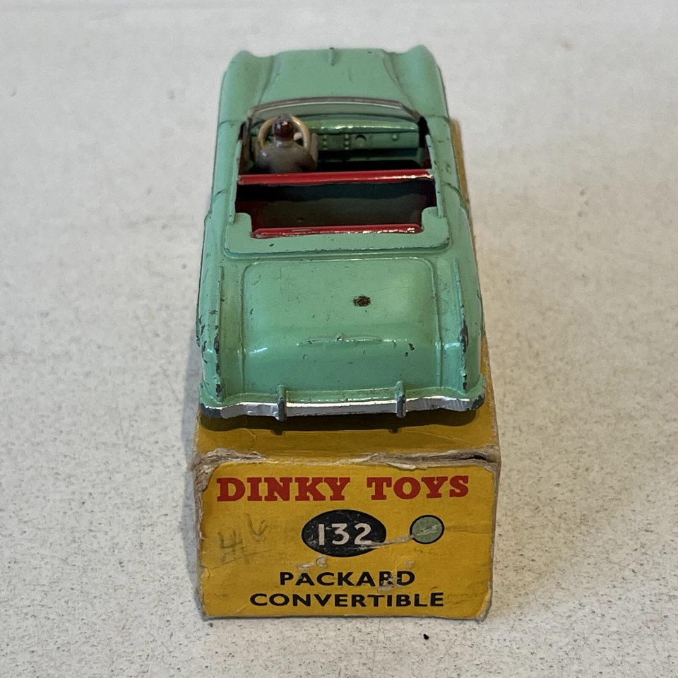 Vintage Dinky 132 Packard Convertible Pale Green Car w/ Figure Orignal Boxed - Image 4 of 4