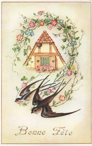 Carte Postale Fantaisie Ancienne - Deux Hirondelles (Occasion)