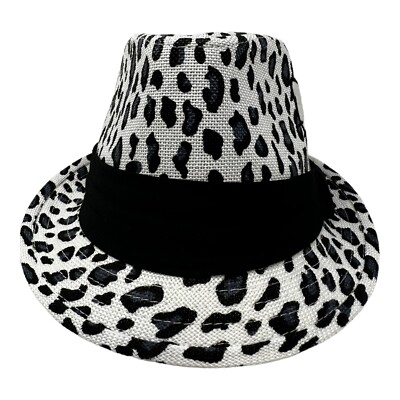 Hellow kitty fedora hat Black & White Leopard animal Print  display picture 2