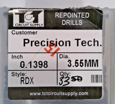 TCT REPOINTED DRILLS RDX 3.55MM 0.1398" DIA 0.472" FLUTE LOT OF 24 