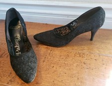 Palter Debs Black Lace Cocktail Dress Pumps Heels Shoes Women's Size 6 AA Luxury