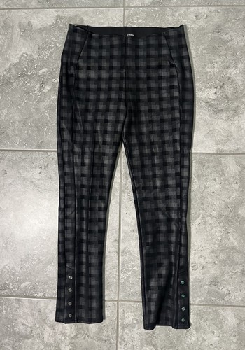Nygard Luxe Slims Skinny Trousers Pants Shaping Slimming Black Check Plaid M - Picture 2 of 11