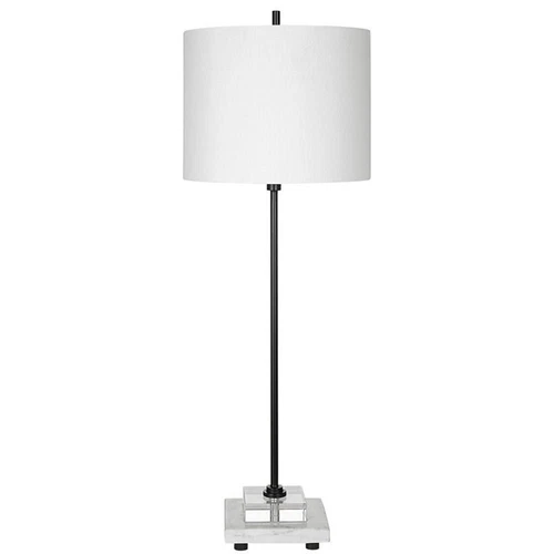 Uttermost Ciara Sleek and Simple Metal Buffet Lamp in White/Satin Black - Picture 3 of 8