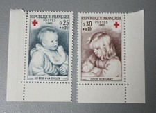 France 1965 1466 1467 neuf luxe ** paire croix rouge provenant de carnet