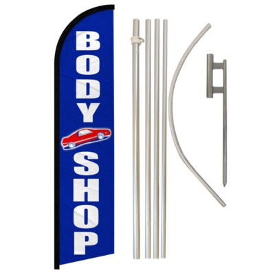 Body Shop Full Curve Windless Swooper Flag Pole Kit Auto Body 