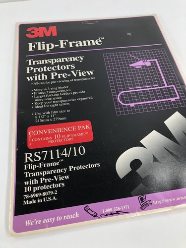 3M Flip-Frame Transparency Protectors with Pre-View RS7114 Pack of 10 NOB - Picture 2 of 3