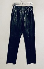 Vintage Together Pants Womens 4 Black Cow Italian Split Leather High Waist Boho