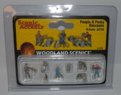 Woodland Scenics N Scale People Pesky Raccoons #A2158 NIP