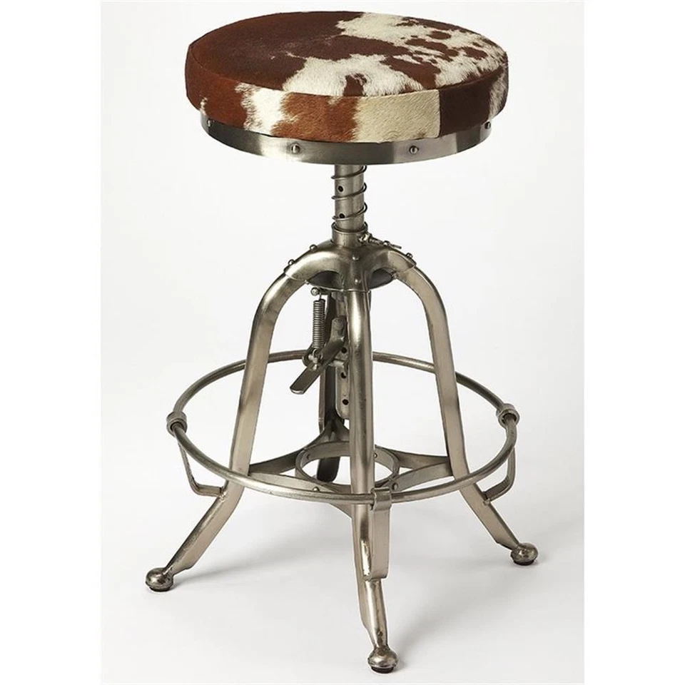 Home Square 3 Piece  Adjustable Bar Stool Set in Brown and Silver - Image 2 of 4