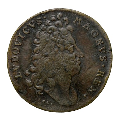 France king Louis XIV Brass Jeton Token F.3055var. Nuremberg Lazarus Lauffer
