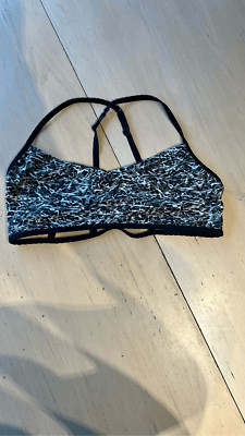 Lululemon Athletica Hot Spell Cage Sports Bra Black White SZ M (8/10)