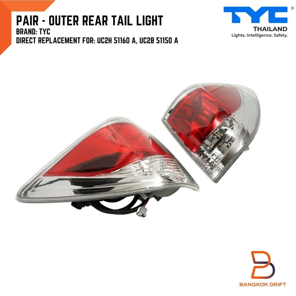 TYC PAIR LH RH SIDE OUTER TAIL LIGHT REAR LAMP FOR MAZDA BT-50 BT50 UP UTE 12-15 - Image 3 of 4