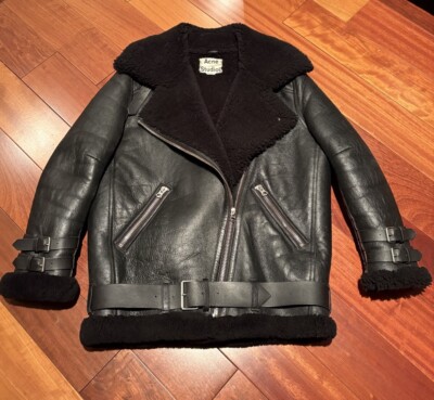 Acne Studios Velocite Shearling Moto Jacket - Black FR 36 | eBay