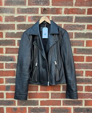 *wow* All Saints Ladies Dalby Leather Biker Jacket Uk14 Us10 Eu42 Moto Black