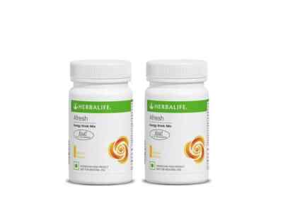 2 Bottles of Herbalife Afresh Energy Drink Mix in Lemon Flavor 50gm Each