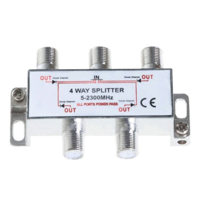 4 Way TV Splitter 5-2300 MHz Coax Cable Adapter for RG59 RG6 HDTV Satellite
