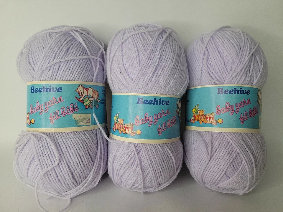 3 Beehive Baby Sport Yarn Color 3372 Lilac Vintage Acrylic Susan Bates - Image 2 of 4