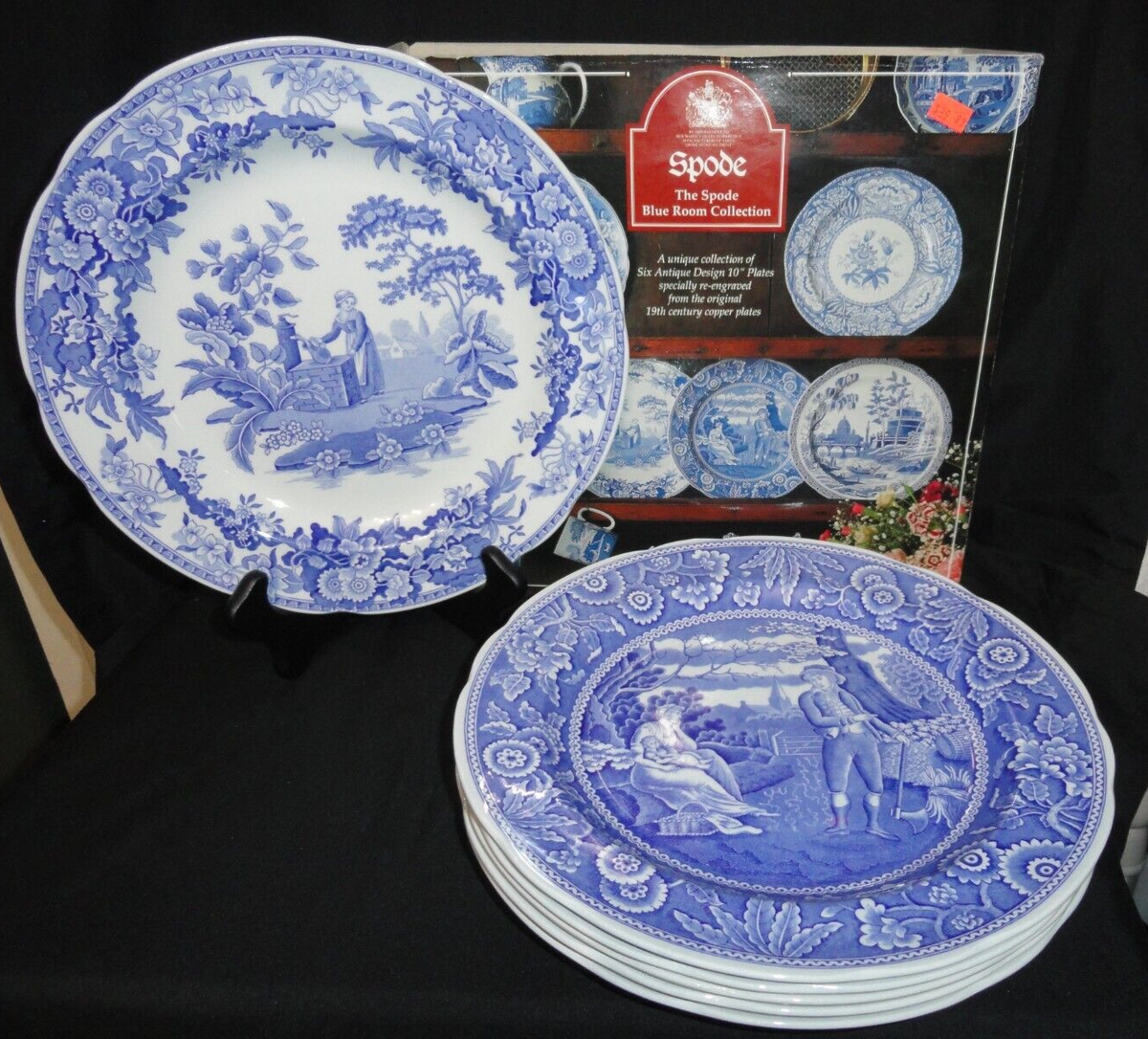 Spode Blue Room Collection Dinner Plates in Box England 10 ½”