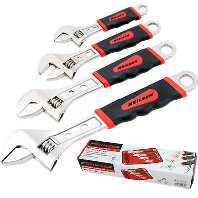 Neilsen 4tlg verstellbarer Schraubenschlüssel Soft Grip Griff 150mm 200mm 250mm 300mm