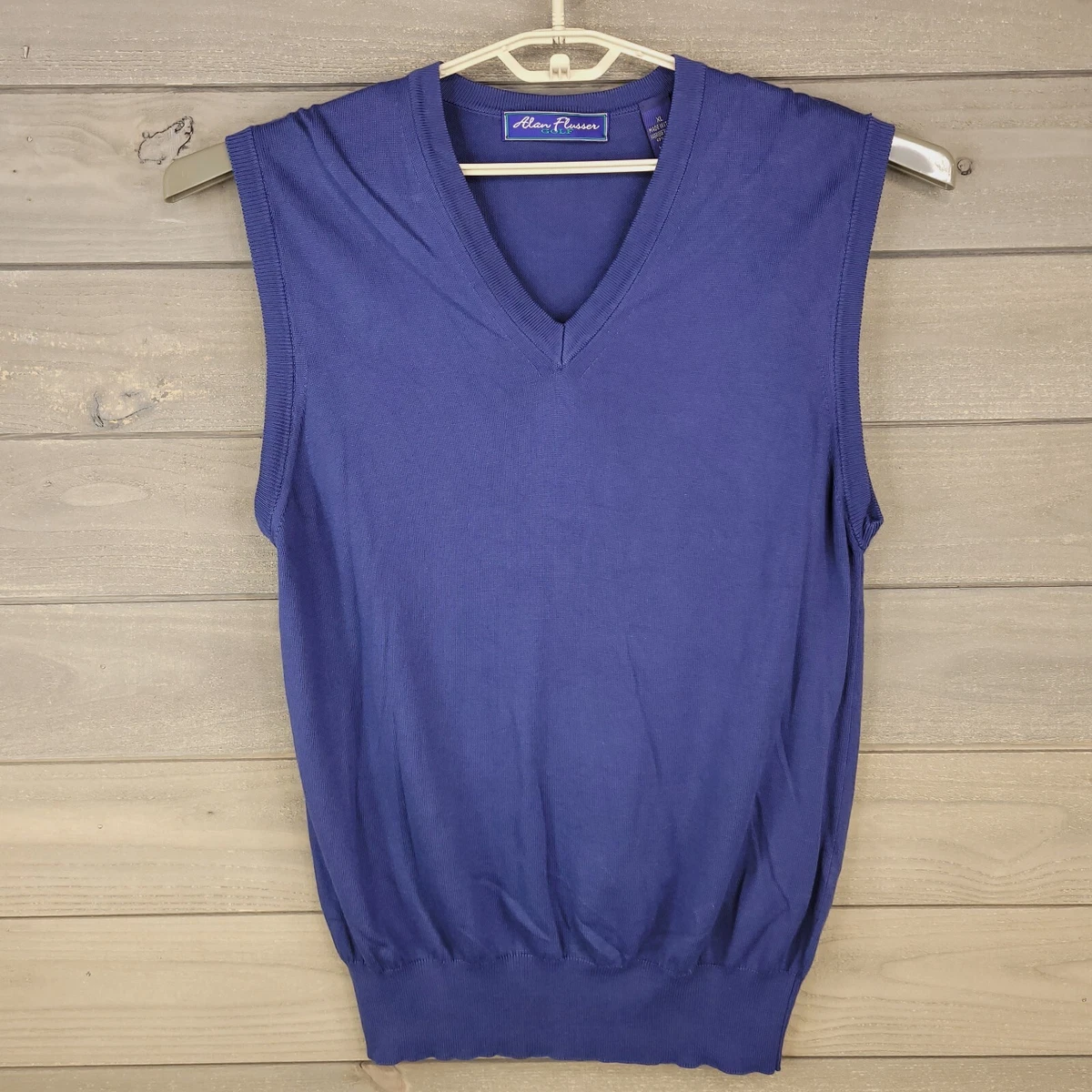 Alan Flusser Golf Mens Sweater Vest Extra Large Purple Cotton Modal Casual