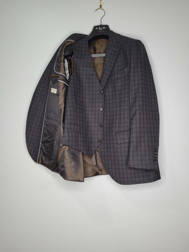 Luigi Bianchi Mantova EU 48 Blazer Vest Brown Plaid Virgin Wool Italian  Tailored | eBay