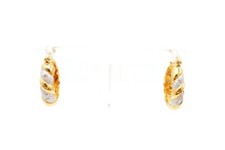 Gold Plated Sterling Silver 925 Diamond Hoop Earrings A1