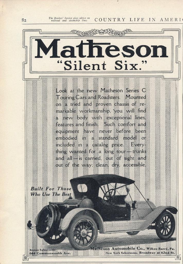Magazine Ad 1912 Matheson Automobile Co., WilkesBarre, PA Silent