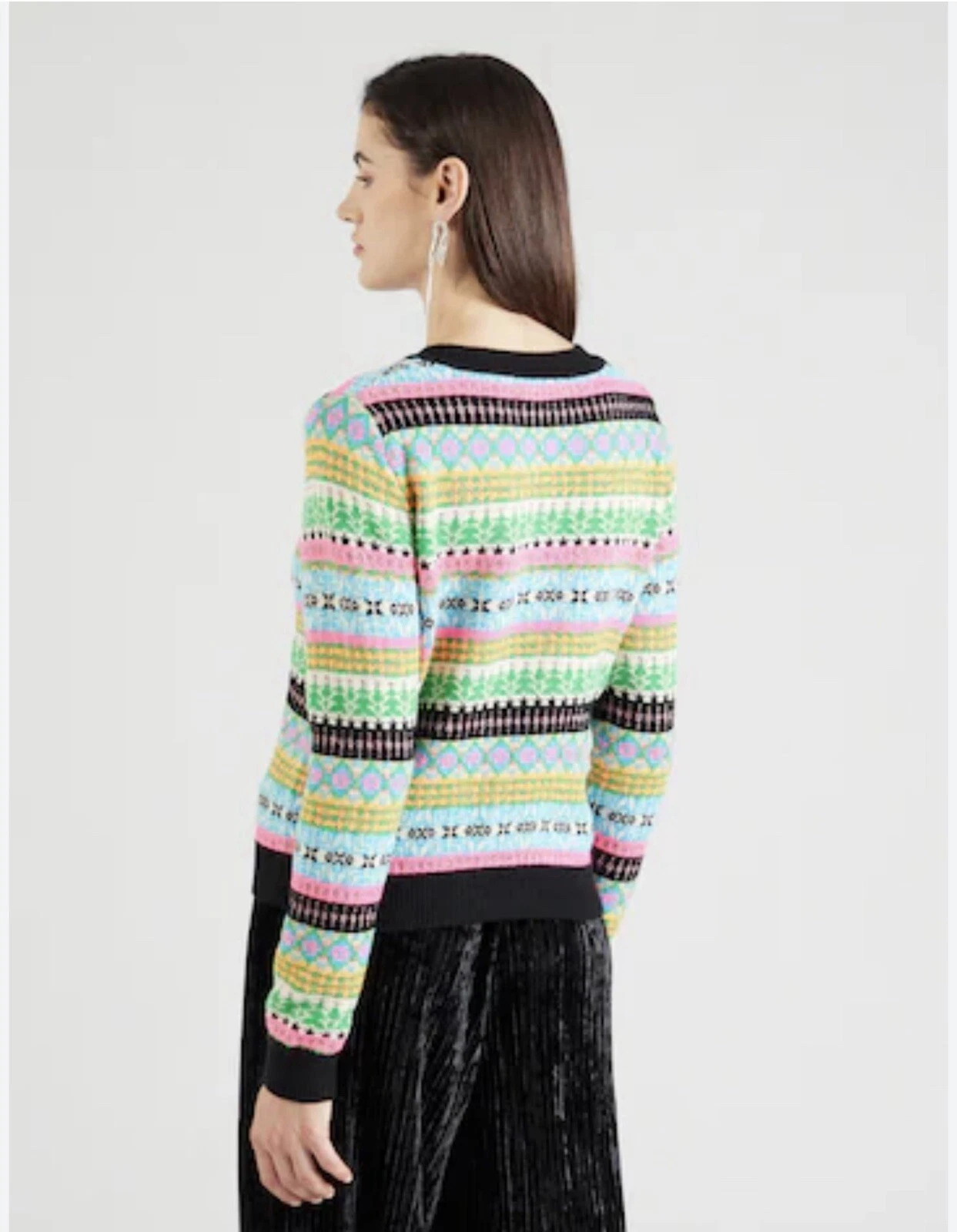 New Essentiel Antwerp Egift Virgin Wool Multicolor Jacquard Pattern Sweater  XS