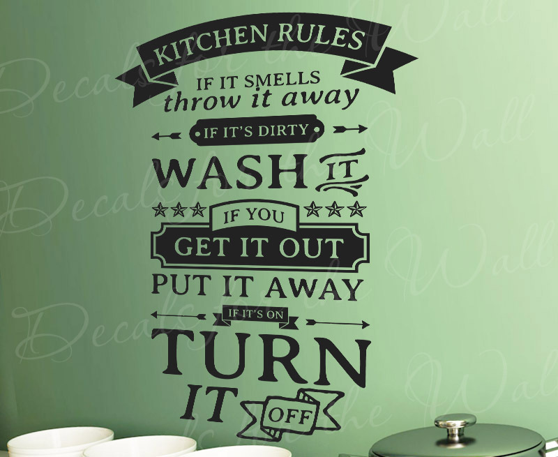 Kitchen Rules Decal If Dirty Wash If Smelly Toss Vinyl Wall Sticker T74  
