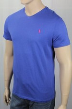 Polo Ralph Lauren Blue V-Neck Classic Tee T-Shirt Pink Pony NWT