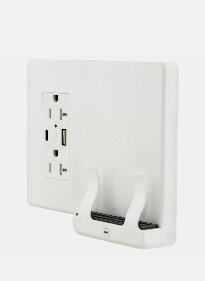 Hubbell 20 Amp Duplex  Outlet Type A and C Wireless Charger USB WHITE USB2028AC