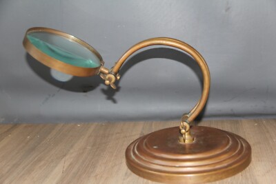 Vintage verstellbare maritime Messingrahmen Schreibtisch Lupe auf Sockel