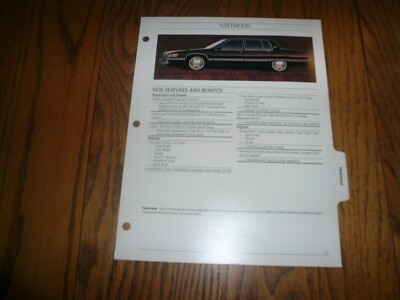 1992 Cadillac Fleetwood Standard & Available Features Page - Vintage