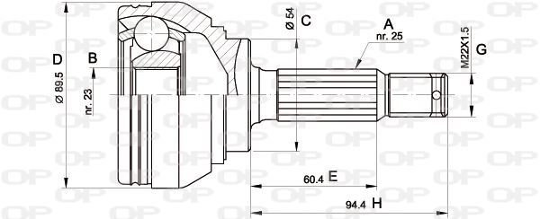 Cardan Mitsubishi Galant VII 2.0 V6 et Space Wagon 4WD transmission