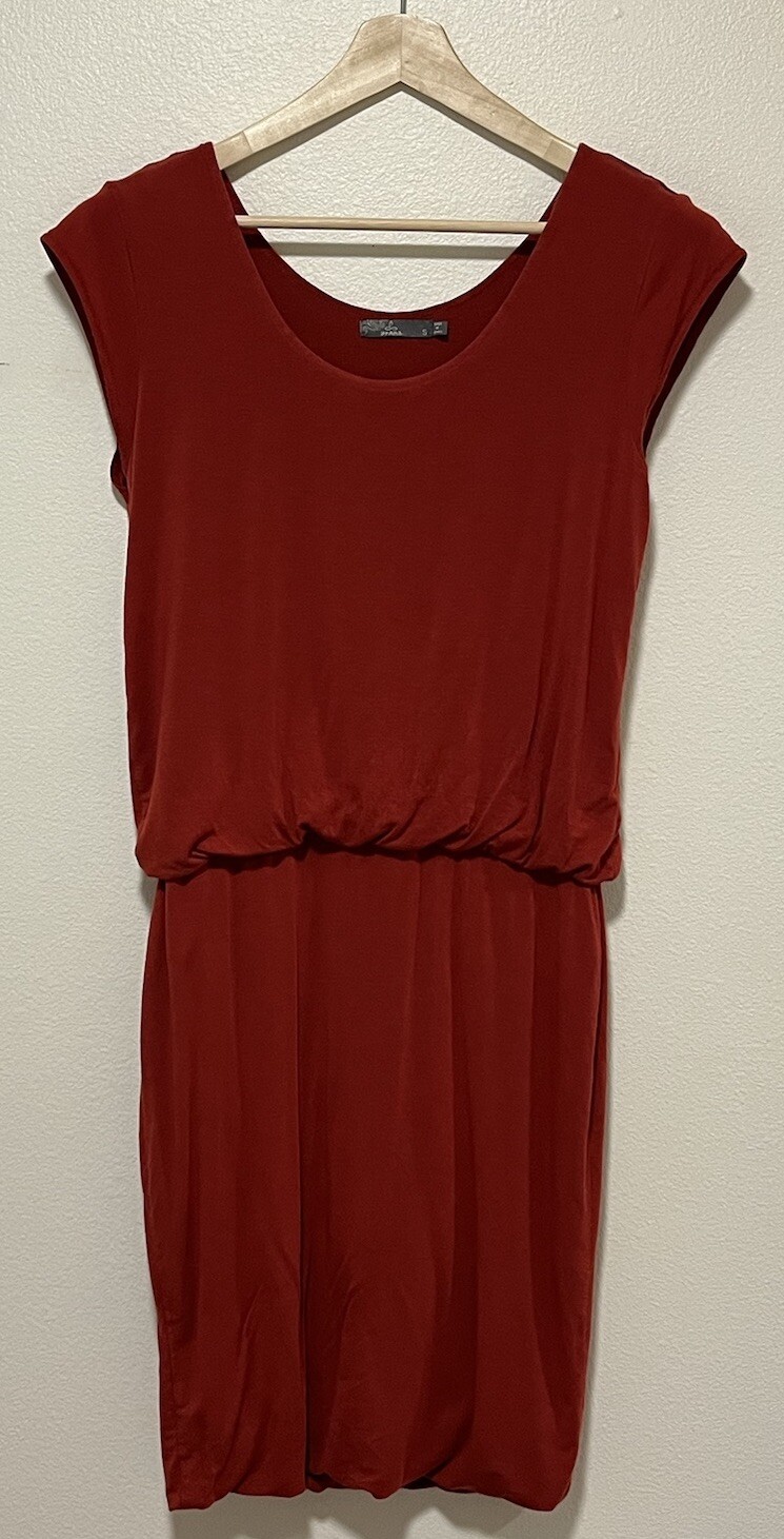 prAna Janey Dress Size Small Burnt Orange Relaxed Fit Blouson Top Cap Sleeves