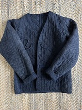 Vintage Quilted Cotton Indigo Jacket From Japan, Fits Size Small