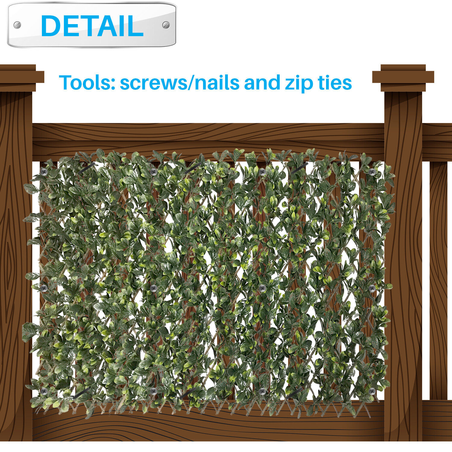 Expandable Rectractable Faux Artificial Ivy Trellis Hedge Fence Screen Privacy
