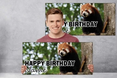 AK GIFTSHOP Personalised Red Panda Birthday Banner Party Decorations Pack of 2