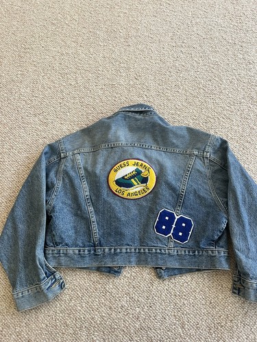 Vintage Cropped Jean Jacket w/ Patches by Georges Marciano for Guess Jeans - Picture 9 of 12