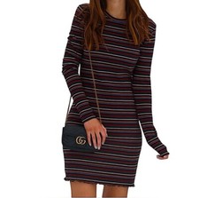 Wild Fable Multicolored Striped Crewneck Long Sleeve Stretchy Bodycon Dress