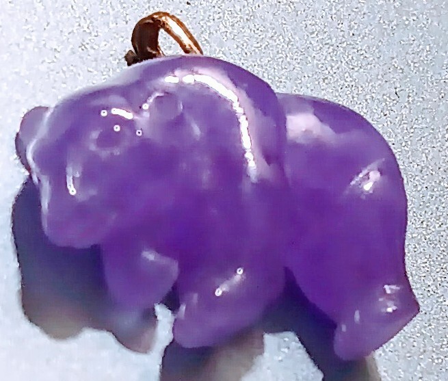 Carved Amethyst Bear Pendant 10KT Gold Pendant 25mm