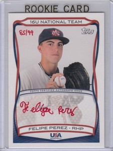 2010-TOPPS-USA-FELIPE-PEREZ-ARIZONA-ROOKIE-ON-CARD-AUTOGRAPH-AUTO-RED-INK-D99