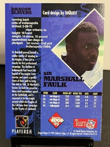 1995 Collector's Edge Dragon Slayers MARSHALL FAULK *HOFer* Colts - Bild 2 von 2