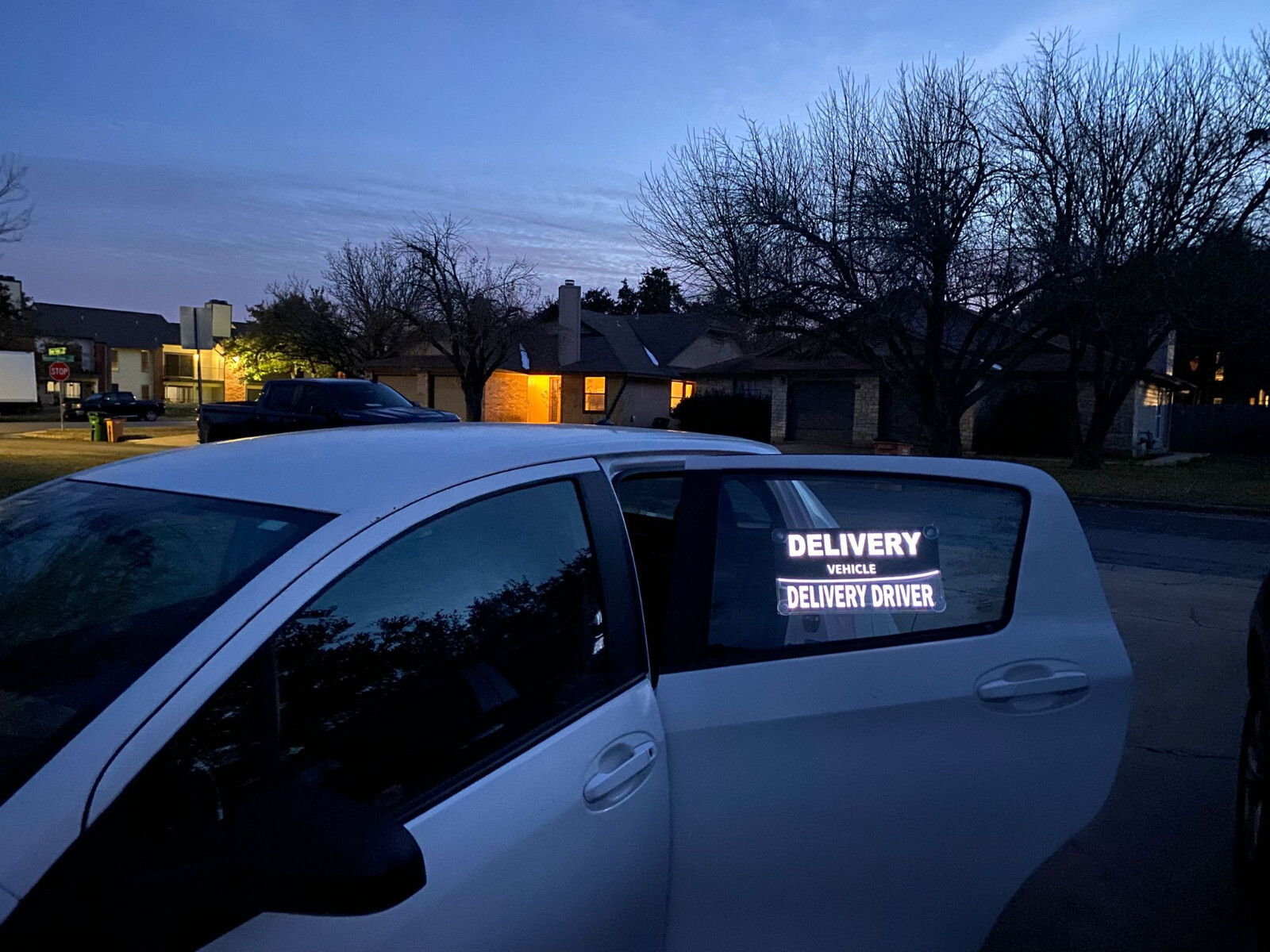 delivery driver car sign